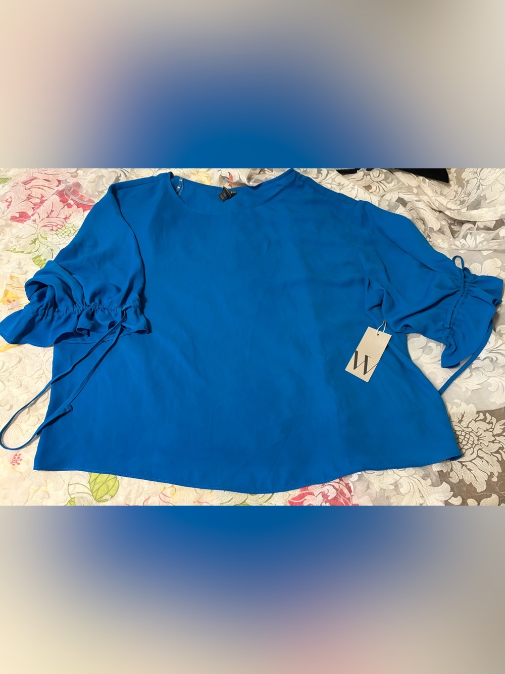 NWT Worthington Bright Blue Short-Sleeve Blouse